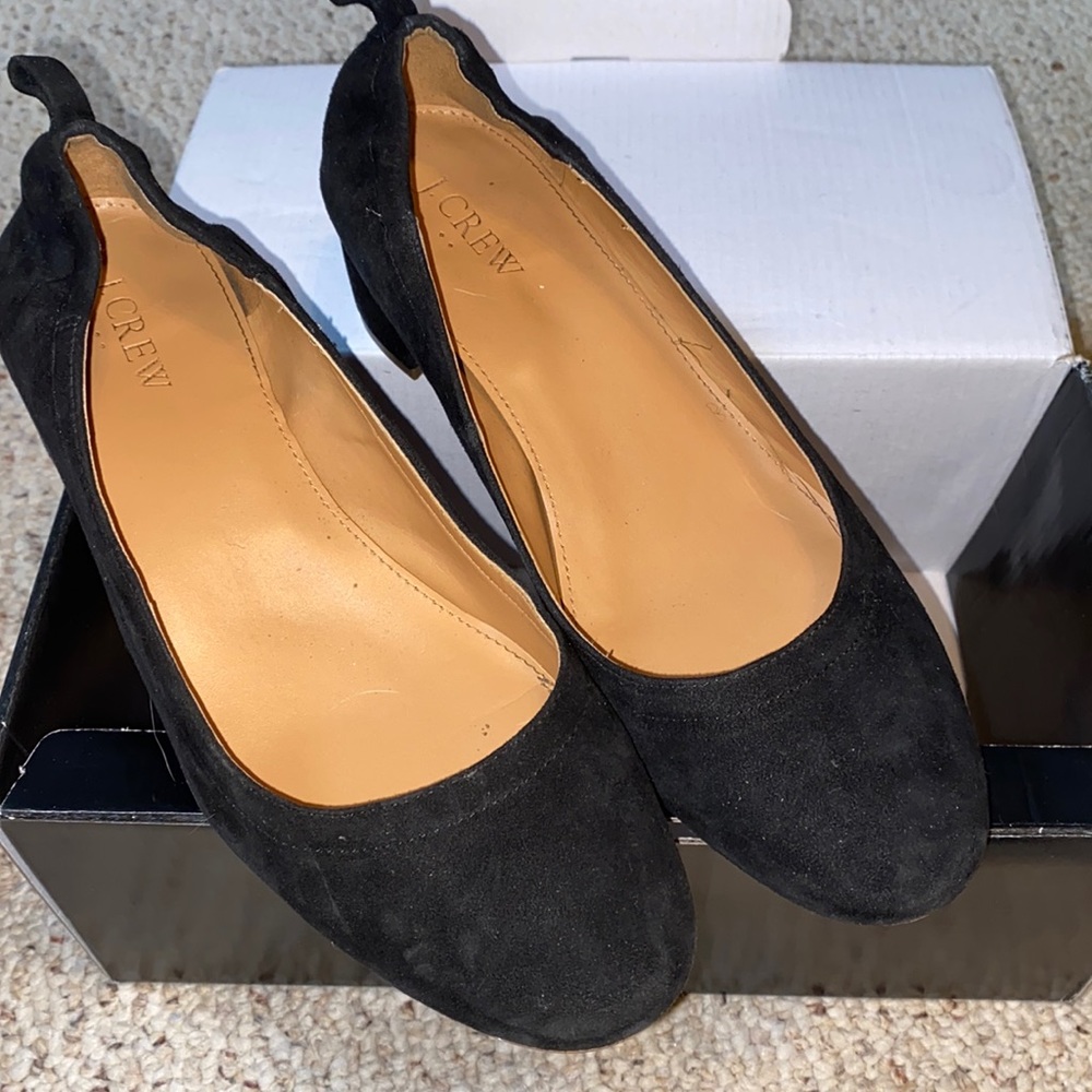 J Crew Black Anya Suede Block Heel
